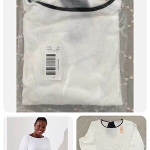NWT LOFT Plus Clip Dot Bow Back Top in White SIZE 14